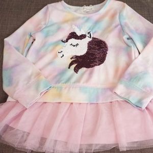 Btween Girls Tue Dye Unicorn Tull Long Sleeve Top Sz 6